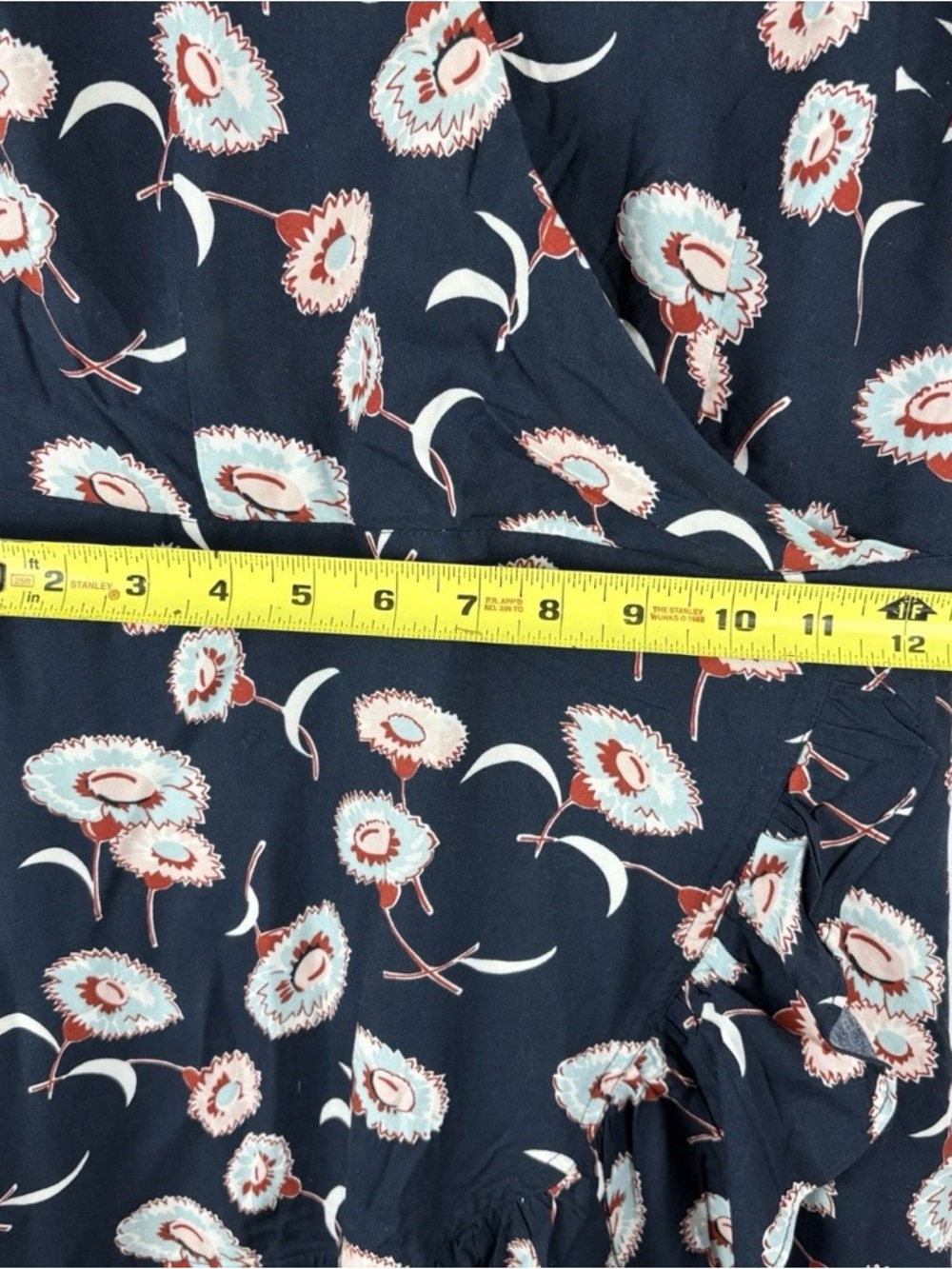J.Crew Blue Floral Faux Wrap Ruffle Dress Sz 2 Cottagecore Dainty Summer Wedding - Picture 5 of 9